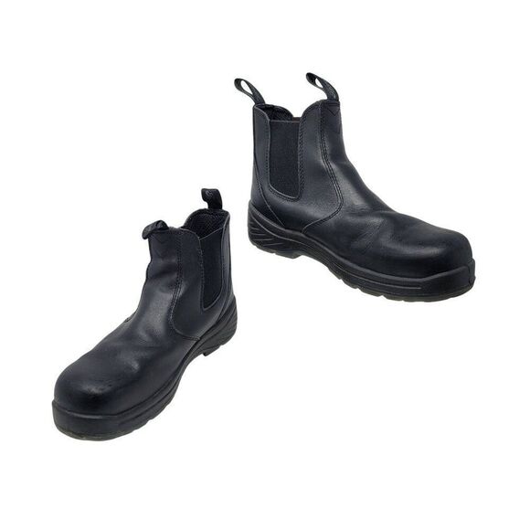 Thorogood Mens Black Slip-On Safety Toe Wellington Boots Sz 10 Leather Durable - Picture 11 of 11